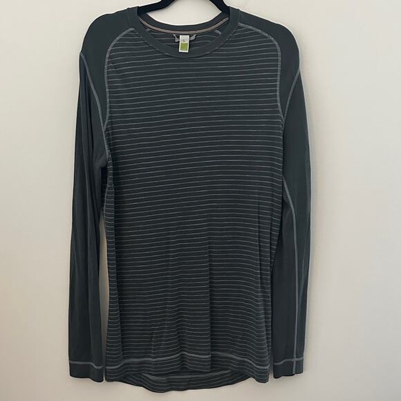 Smartwool Dark Gray Striped Long Sleeve Tee Large - Picture 1 of 8